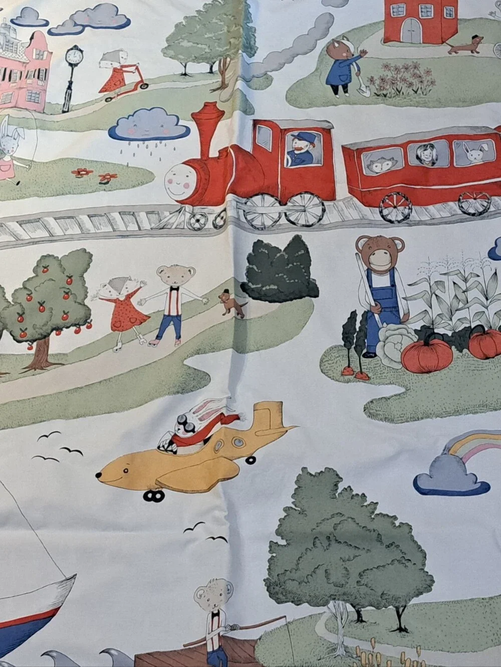 IKEA UtelekTwin Duvet Cover Trains Planes Animals Sun/Rain Whimsical